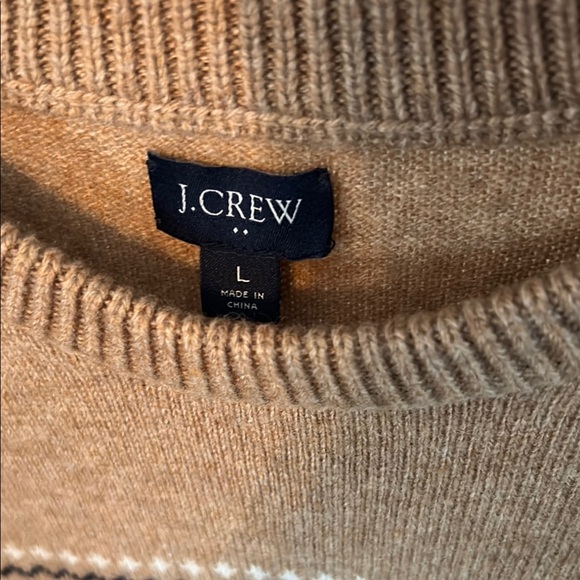 J CREW Men's Sweater Brown & Black Large LambsWool Heritage Fair Isle Casual - Picture 7 of 15